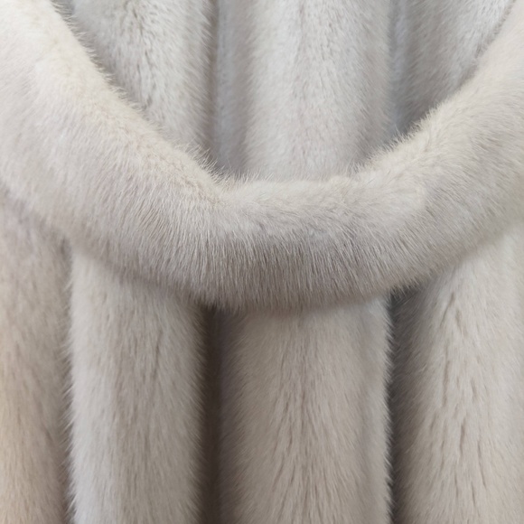 Vintage Pearl Grey Mink Stroller Coat Belted Full-Length Fur (Size Large) - Picture 5 of 17